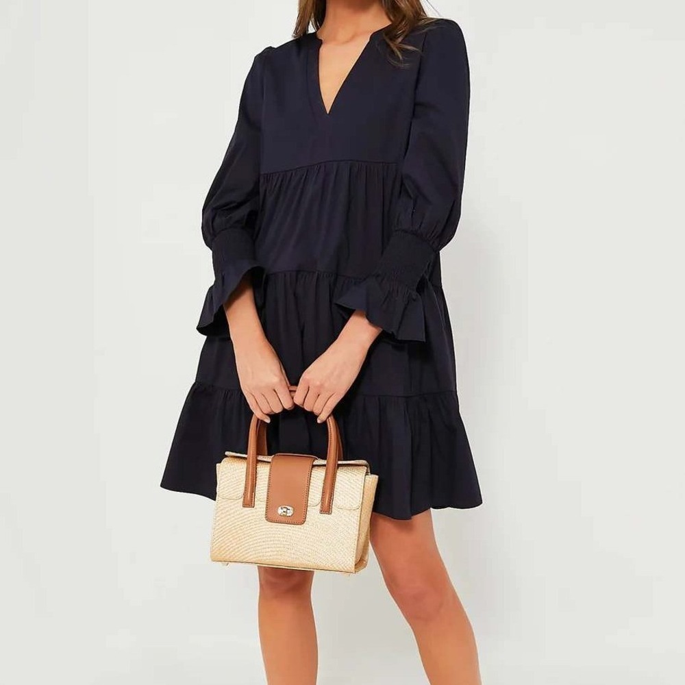Pomander Place Tuckernuck Navy Cotton Poplin Kenzo Dress Tiered Size XXL